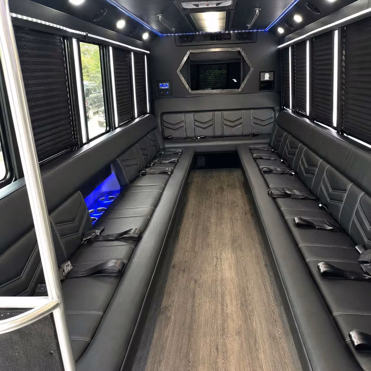 18 passenger party bus inside