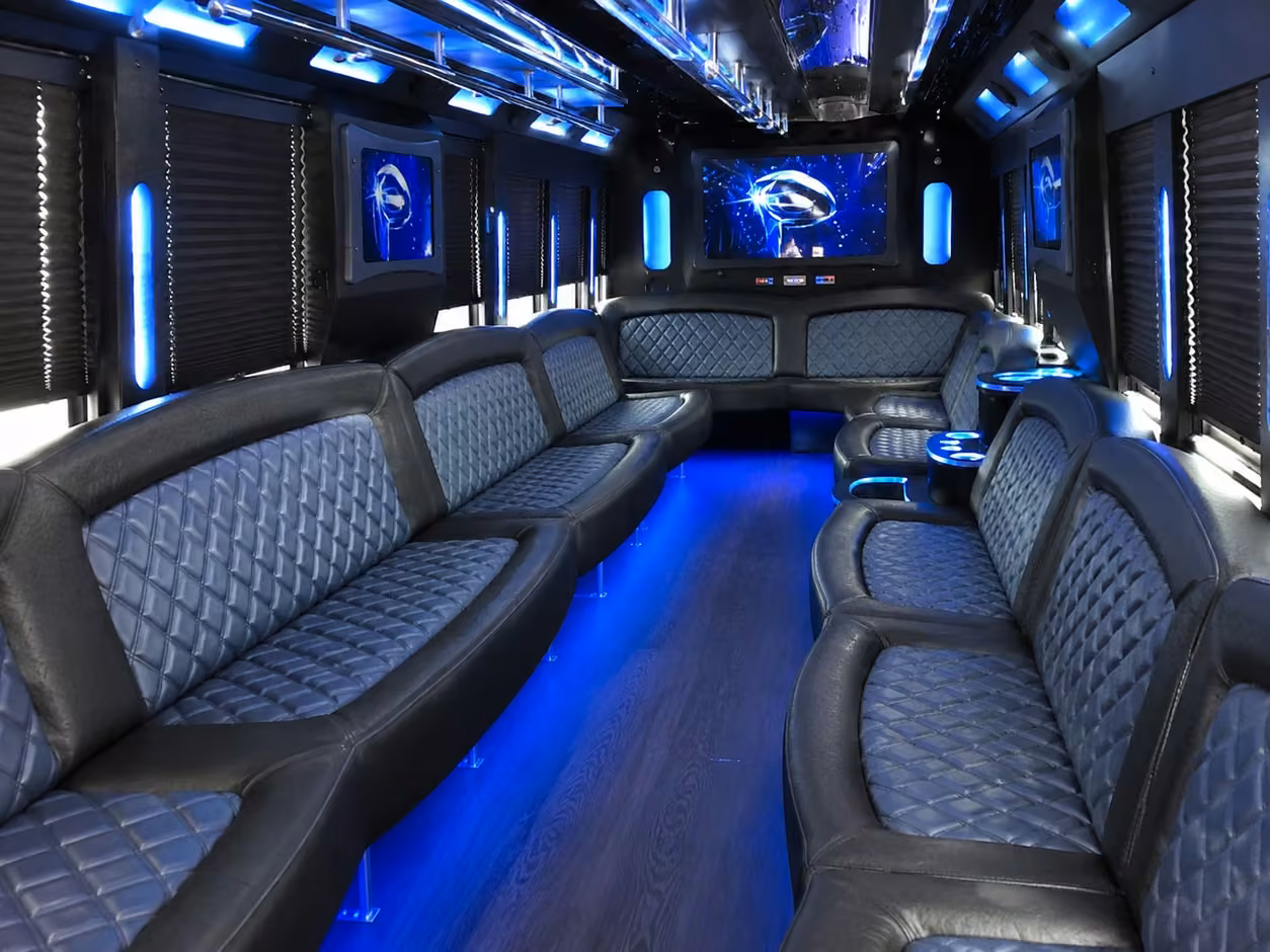 20 passenger party bus inside