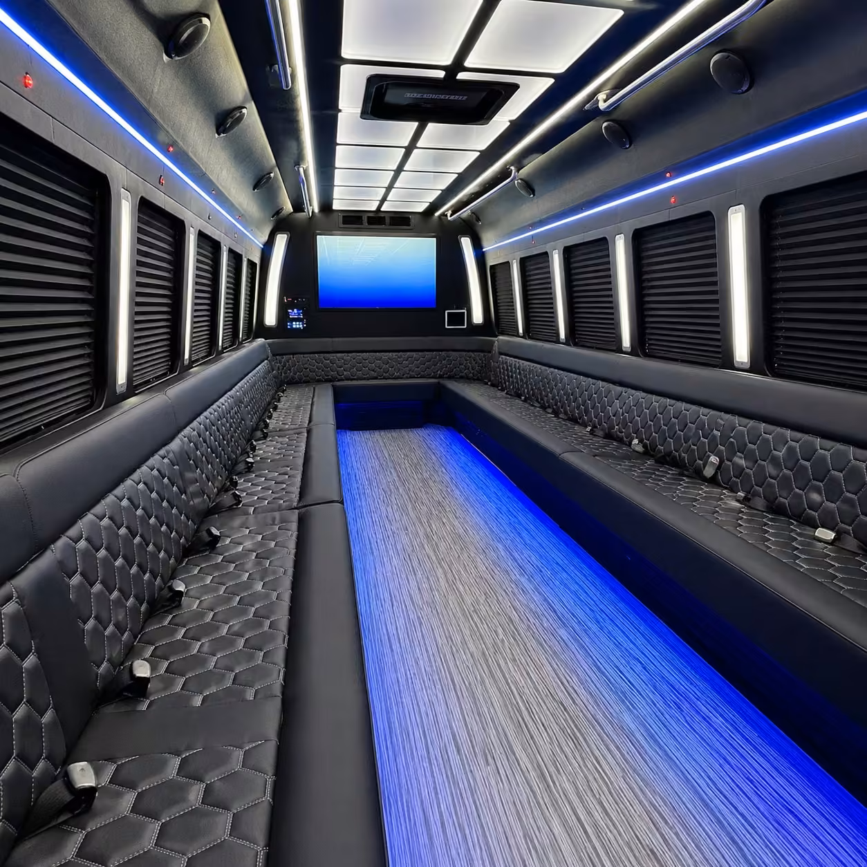 50 passenger party bus interior